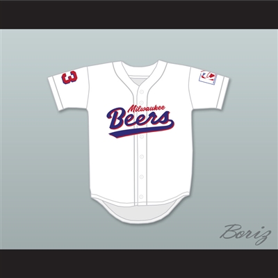 Kenny Scolari 23 Milwaukee Beers Logo Deluxe BASEketball White Baseball Jersey