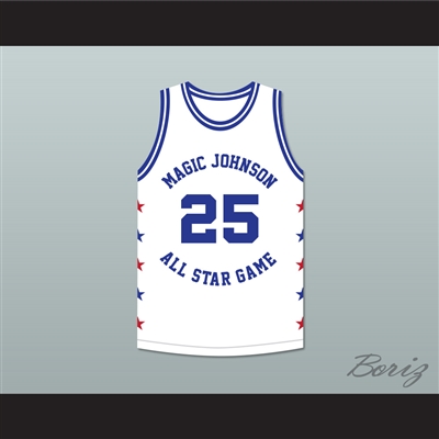 Jerome Kersey 25 Magic Johnson All Star Game White Basketball Jersey 1989 Midsummer Night's Magic Charity Event