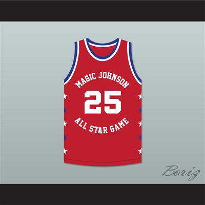 Jerome Kersey 25 Magic Johnson All Star Game Red Basketball Jersey 1990 Midsummer Night's Magic Charity Event