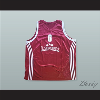 Kristaps Porzingis 6 Latvija Maroon Basketball Jersey