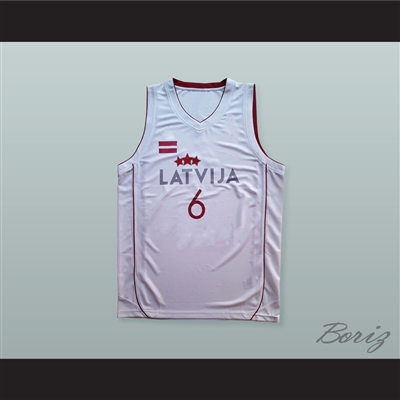 Kristaps Porzingis 6 Latvija White Basketball Jersey