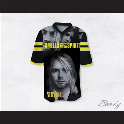 Kurt Cobain 11 Nirvana Smells Like Teen Spirit Black Football Jersey
