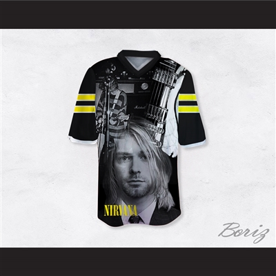 Kurt Cobain 11 Nirvana Guitar Black Football Jersey