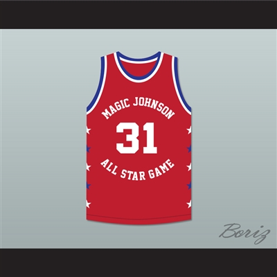 Kurt Rambis 31 Magic Johnson All Star Game Red Basketball Jersey 1990 Midsummer Night's Magic Charity Event