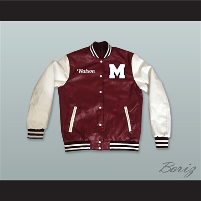 Kyle Lee Watson 00 Monarch High School Panthers Basketball Maroon and White Lab Leather Varsity Letterman Jacket