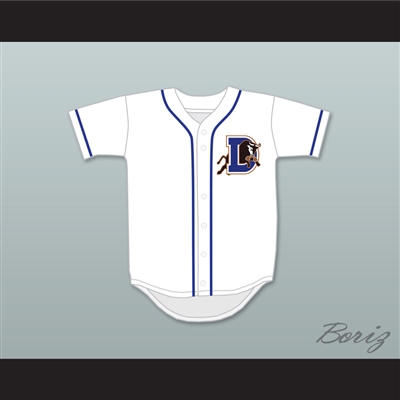 Ebby Calvin Laloosh 37 Durham Bulls Button Down White Baseball Jersey