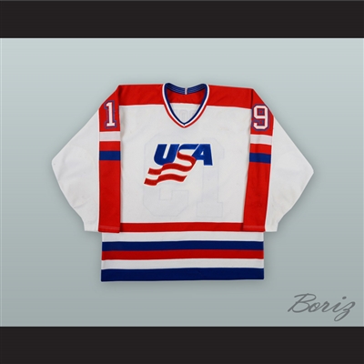 Lane McDonald 19 Team USA White Hockey Jersey