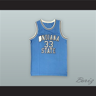 Larry Bird 33 Indiana State Light Blue Basketball Jersey