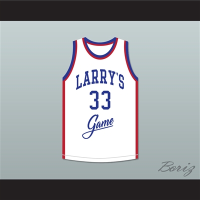 Larry Bird 33 Larry's Game White Basketball Jersey 1988 Charity Event