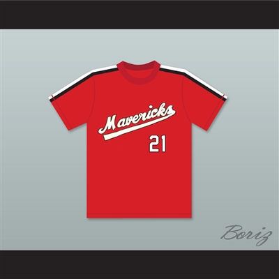 Larry Colton 21 Portland Mavericks Red Baseball Jersey The Battered Bastards of Baseball