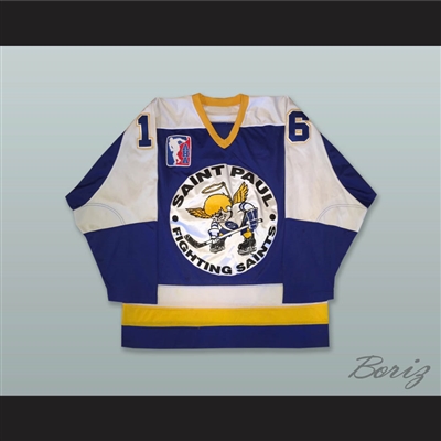 Larry Olimb 16 St Paul Fighting Saints AHA Blue Hockey Jersey