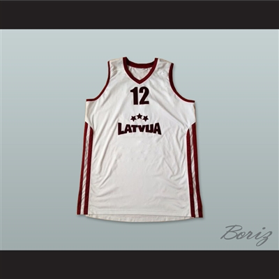 Latvija 12 National Team White Basketball Jersey