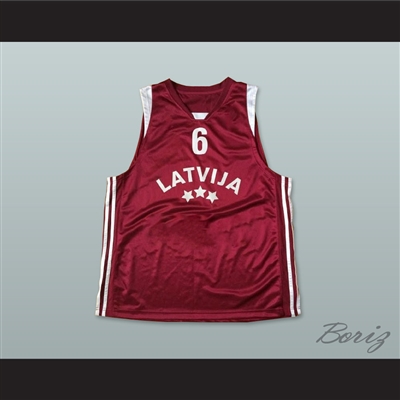 Latvija 6 National Team Maroon Basketball Jersey