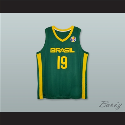 Leandro Barbosa 19 Brasil National Team Green Basketball Jersey