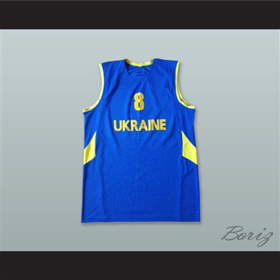 Lebedintsev 8 Ukraine Blue Basketball Jersey