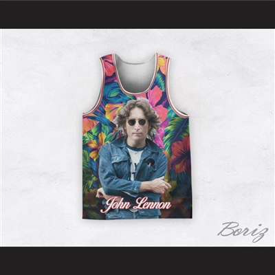 John Lennon 12 Hawaiian Flowers Basketball Jersey