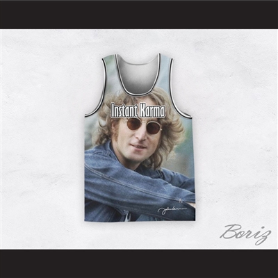 John Lennon 12 Instant Karma Sitting Basketball Jersey