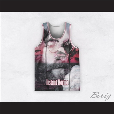 John Lennon 12 Instant Karma Beach Scene Basketball Jersey