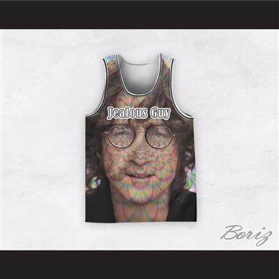 John Lennon 14 Jealous Guy Close Up Radiant Energy Basketball Jersey