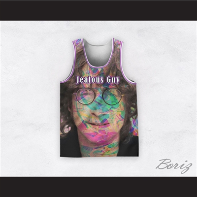 John Lennon 14 Jealous Guy Close Up Psychedelic Basketball Jersey