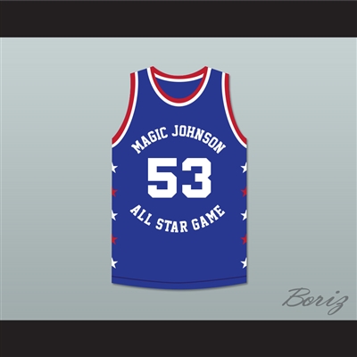 Cliff Levingston 53 Magic Johnson All Star Game Blue Basketball Jersey 1988 Midsummer Night's Magic Charity Event