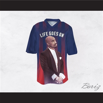 Tupac Shakur Makaveli 6 Life Goes On Blue/Red Football Jersey