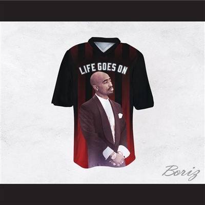 Tupac Shakur Makaveli 6 Life Goes On Black/Red Football Jersey