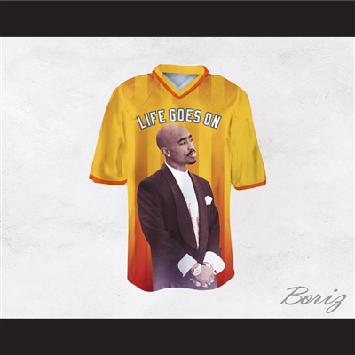 Tupac Shakur Makaveli 6 Life Goes On Yellow/Orange Football Jersey