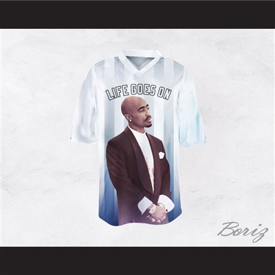 Tupac Shakur Makaveli 6 Life Goes On White/Blue Football Jersey