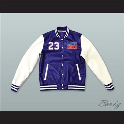 Like Mike 23 Blue and White Lab Leather Varsity Letterman Jacket