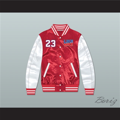Like Mike 23 Red/ White Varsity Letterman Satin Bomber Jacket