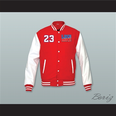 Like Mike 23 Red Wool and White Lab Leather Varsity Letterman Jacket