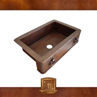 Copper Valley Farmhouse Sink 14 Gauge Rings and Rivets on Apron