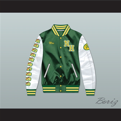 Mac Johnson N. Hale High School Dark Green Deluxe Varsity Letterman Satin Bomber Jacket