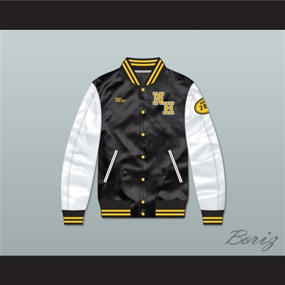 Mac N.Hale High School Black/ White Varsity Letterman Satin Bomber Jacket