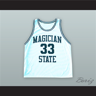 Magic Johnson 33 Magician State White Basketball Jersey