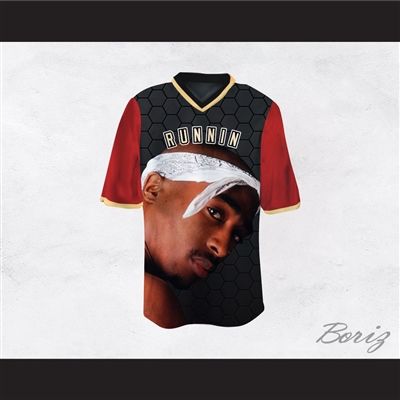 Tupac Shakur Makaveli 6 Runnin Black/Red Football Jersey