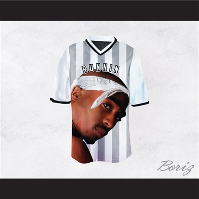 Tupac Shakur Makaveli 6 Runnin White/Gray Football Jersey