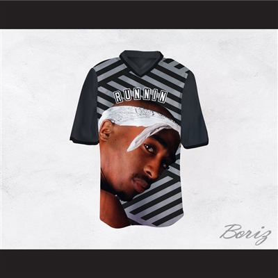 Tupac Shakur Makaveli 6 Runnin Black/Gray Football Jersey