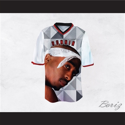 Tupac Shakur Makaveli 6 Runnin Gray Geometric Football Jersey