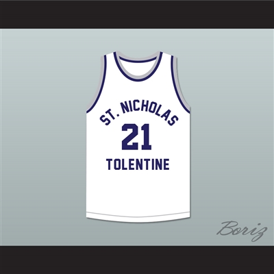 Malik Sealy 21 St. Nicholas of Tolentine High School White Basketball Jersey