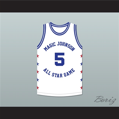 Danny Manning 5 Magic Johnson All Star Game White Basketball Jersey 1990 Midsummer Night's Magic Charity Event