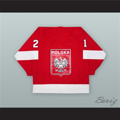 Mariusz Czerkawski 21 Poland National Team Red Hockey Jersey