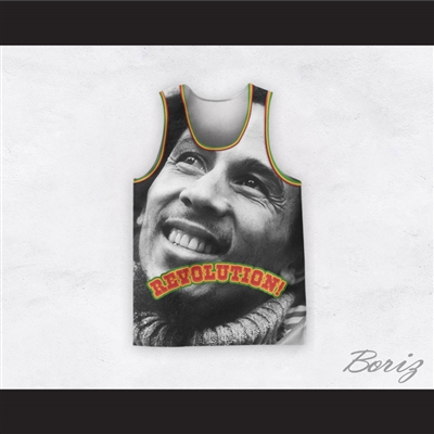 Bob Marley 06 Revolution Black and White Portrait Basketball Jersey