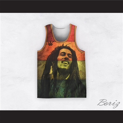 Bob Marley 20 Retro Style Cannabis Striped Basketball Jersey