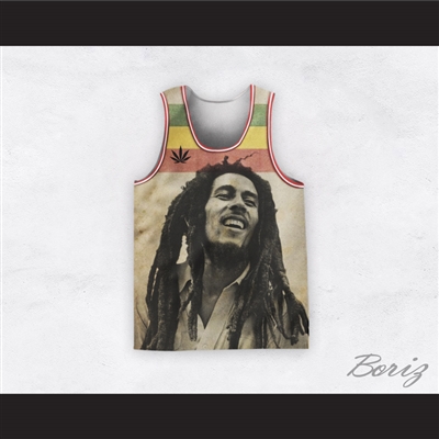 Bob Marley 20 Retro Style Cannabis Black and White Portrait Basketball Jersey