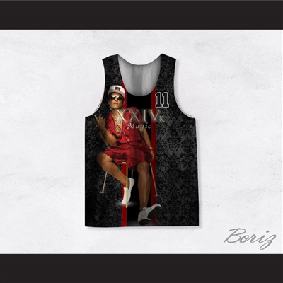 Bruno Mars 11 XXIV K Magic Black Damask Style Basketball Jersey