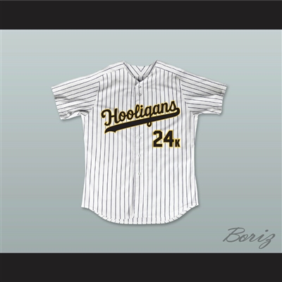 Mars 24K Hooligans White Pinstriped Baseball Jersey