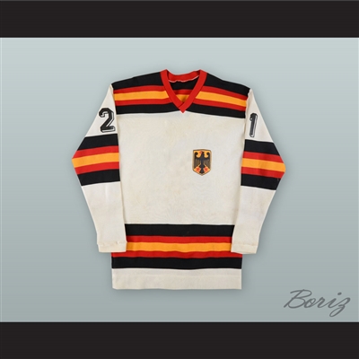Martin Wild 21 West Germany National Team White Hockey Jersey