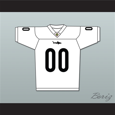 Sharks Mascot 00 Miami Sharks White Football Jersey Any Given Sunday Includes AFFA Patch